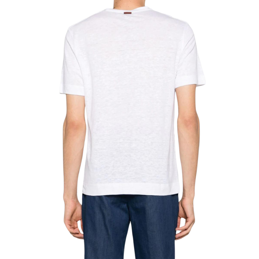 T-shirt ZEGNA col rond manche courte lin blanc