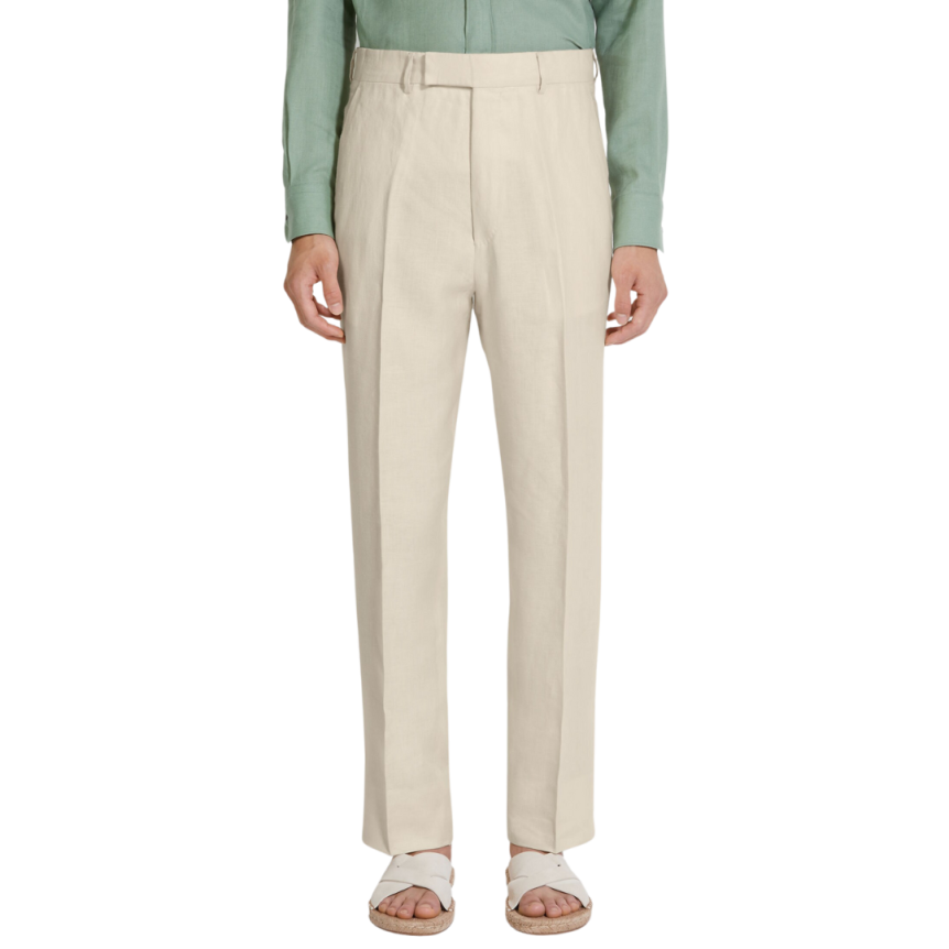 Pantalon habillé ZEGNA Oasi Lino ajusté lin beige clair