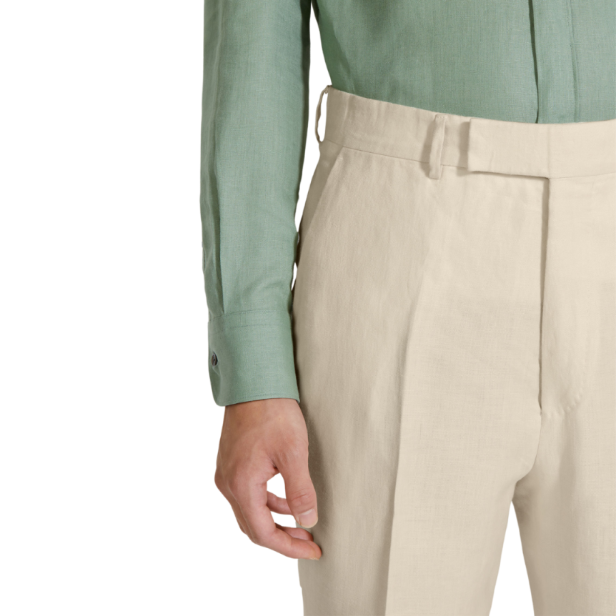 Pantalon habillé ZEGNA Oasi Lino ajusté lin beige clair