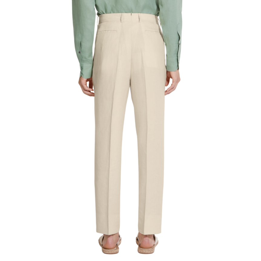 Pantalon habillé ZEGNA Oasi Lino ajusté lin beige clair