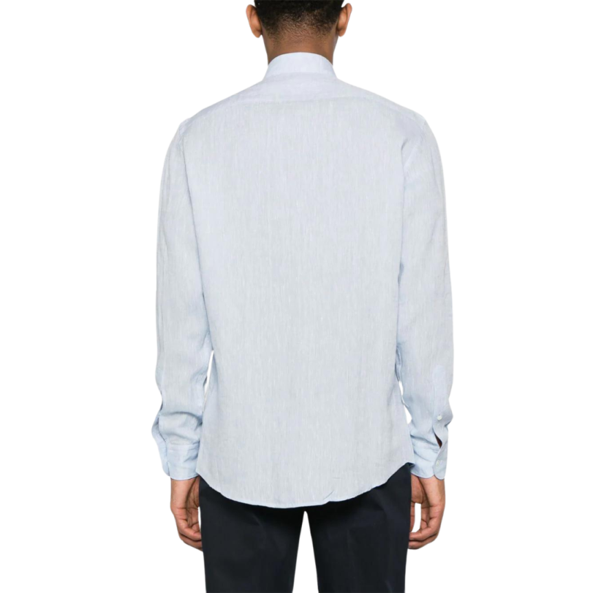 Chemise ZEGNA manche longue col italien pur lin bleu ciel