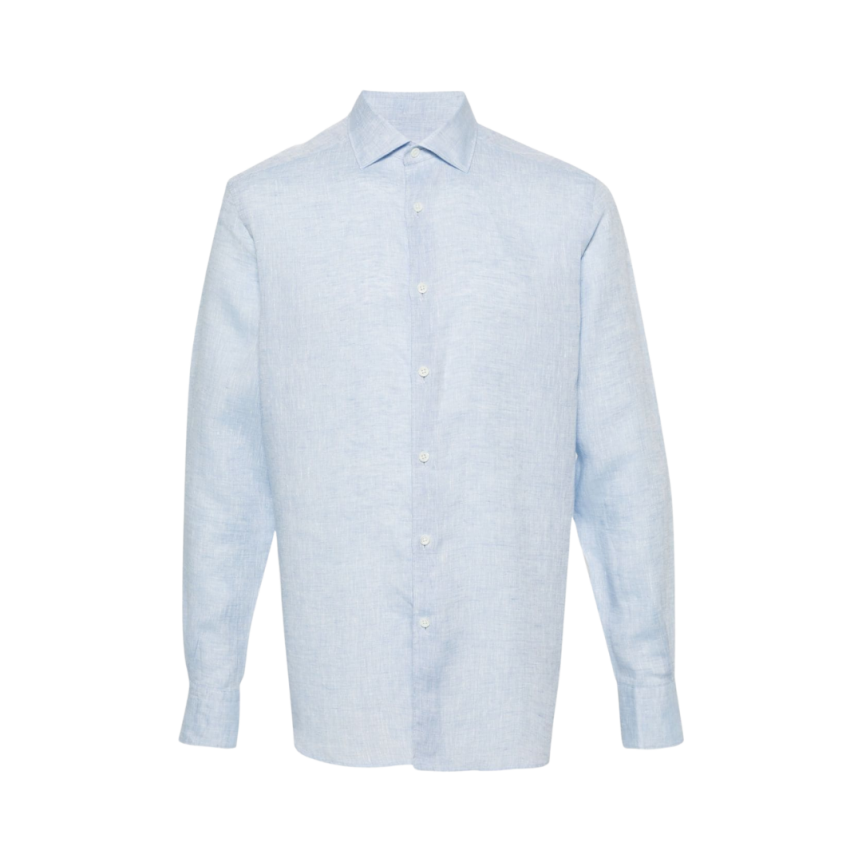 Chemise ZEGNA manche longue col italien pur lin bleu ciel