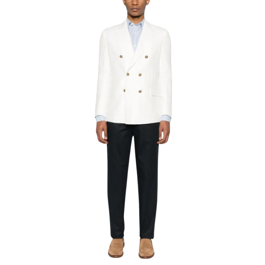 Chemise ZEGNA manche longue col italien pur lin bleu ciel