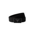Ceinture cuir Saffiano noir boucle carré argenté