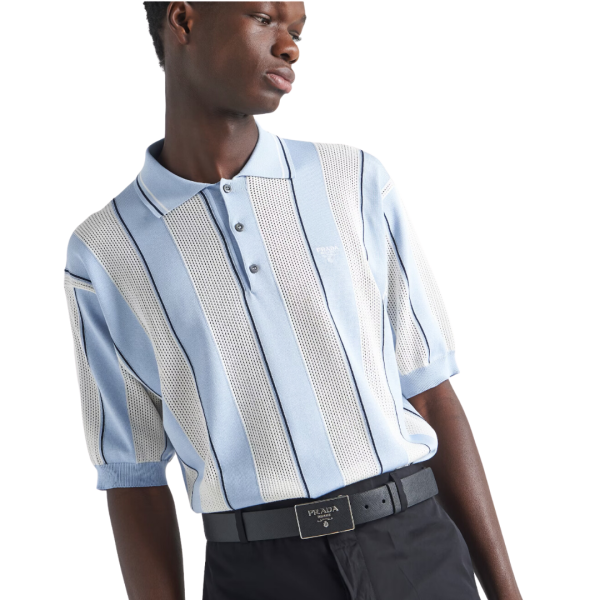 Ceinture PRADA cuir Saffiano noir boucle carré argenté