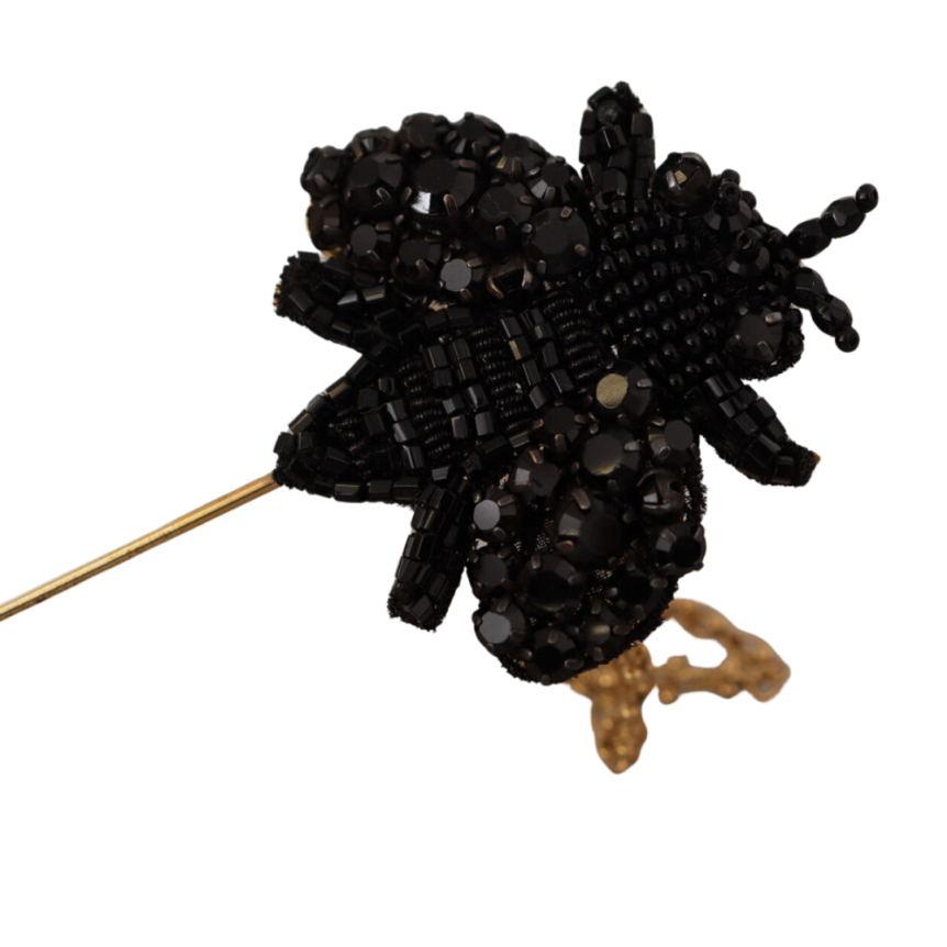 Broche DOLCE & GABBANA à revers laiton noir cristal abeille