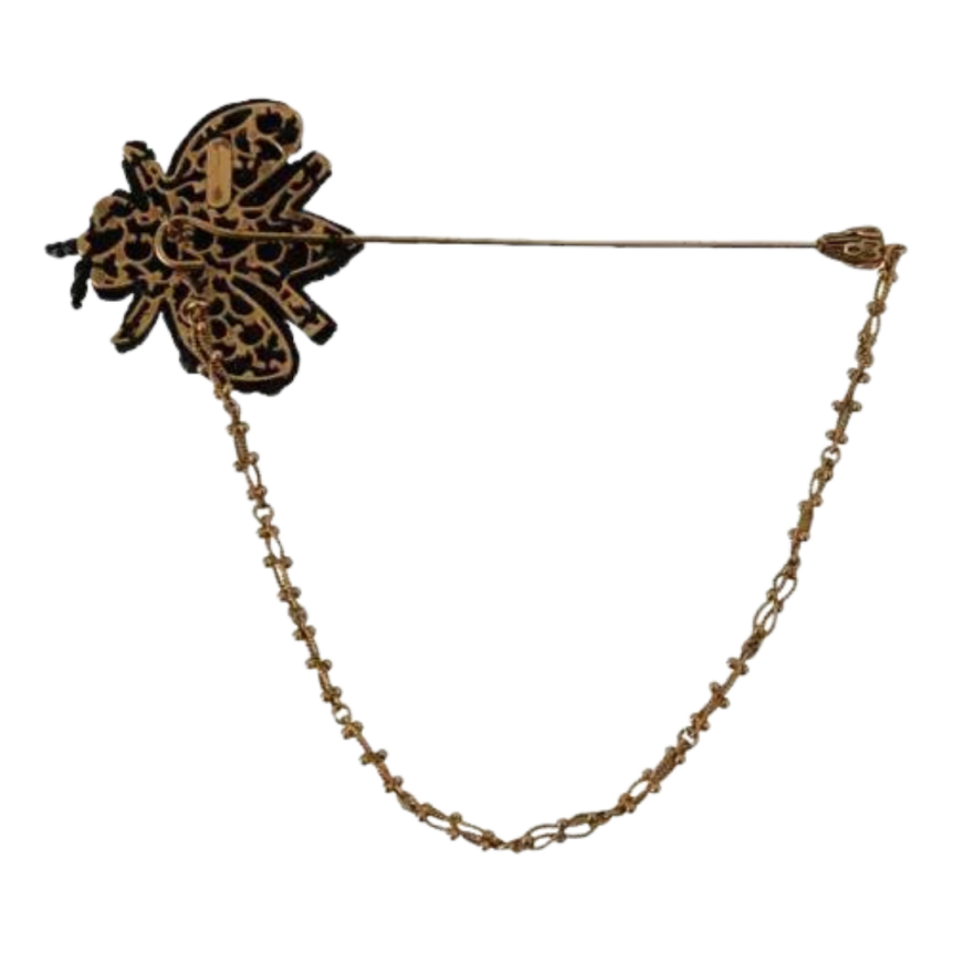 Broche DOLCE & GABBANA à revers laiton noir cristal abeille