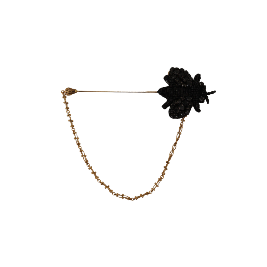 Broche DOLCE & GABBANA à revers laiton noir cristal abeille