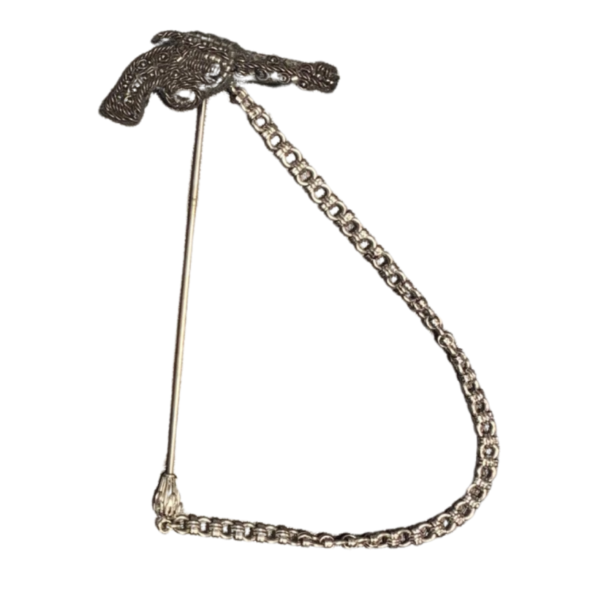 DOLCE & GABBANA Broche Épingle Noir Argent Laiton Cuivre Revolver Pistolet