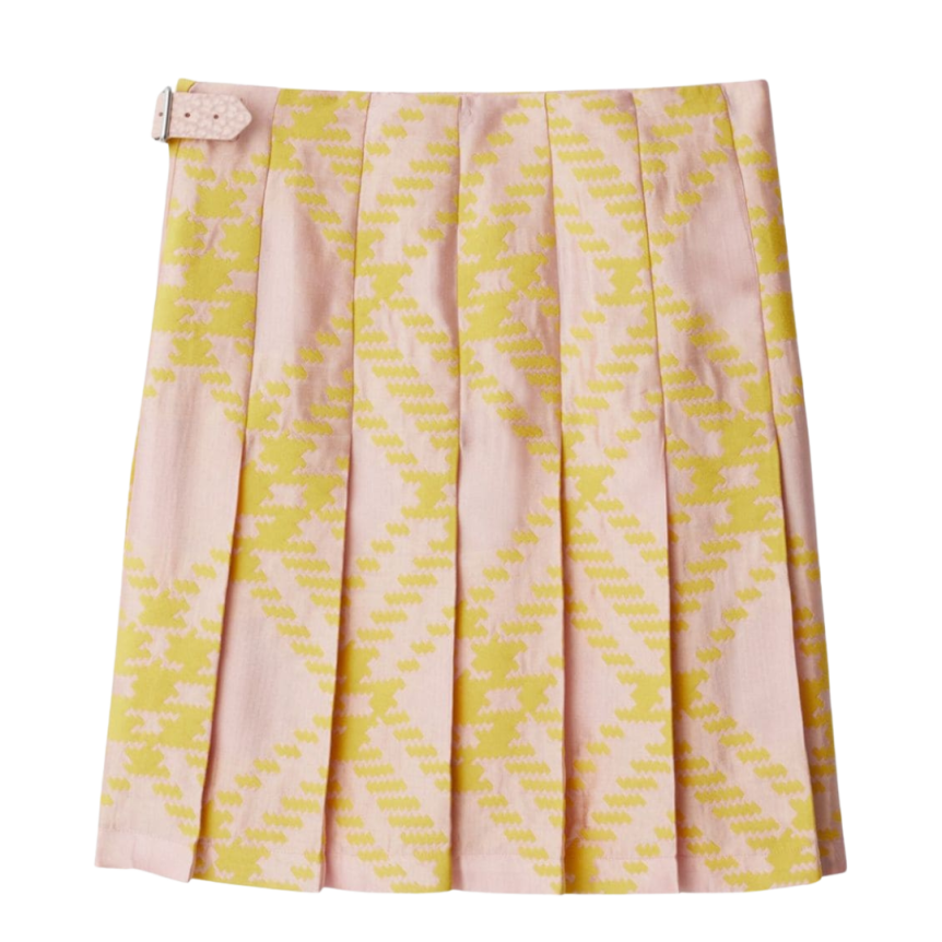 Jupe Kilt laine check rose jaune