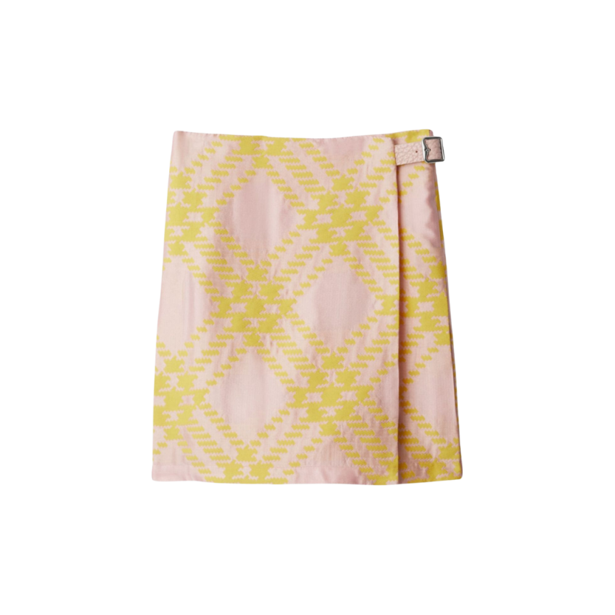 Jupe Kilt laine check rose jaune