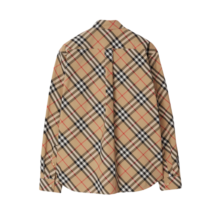 Chemise BURBERRY manches longues coton check beige