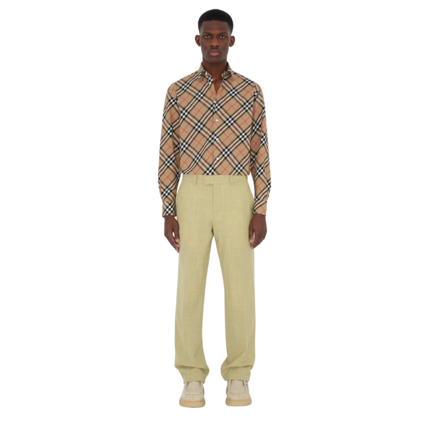 Chemise BURBERRY manches longues coton check beige