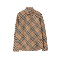 Chemise manches longues coton check beige