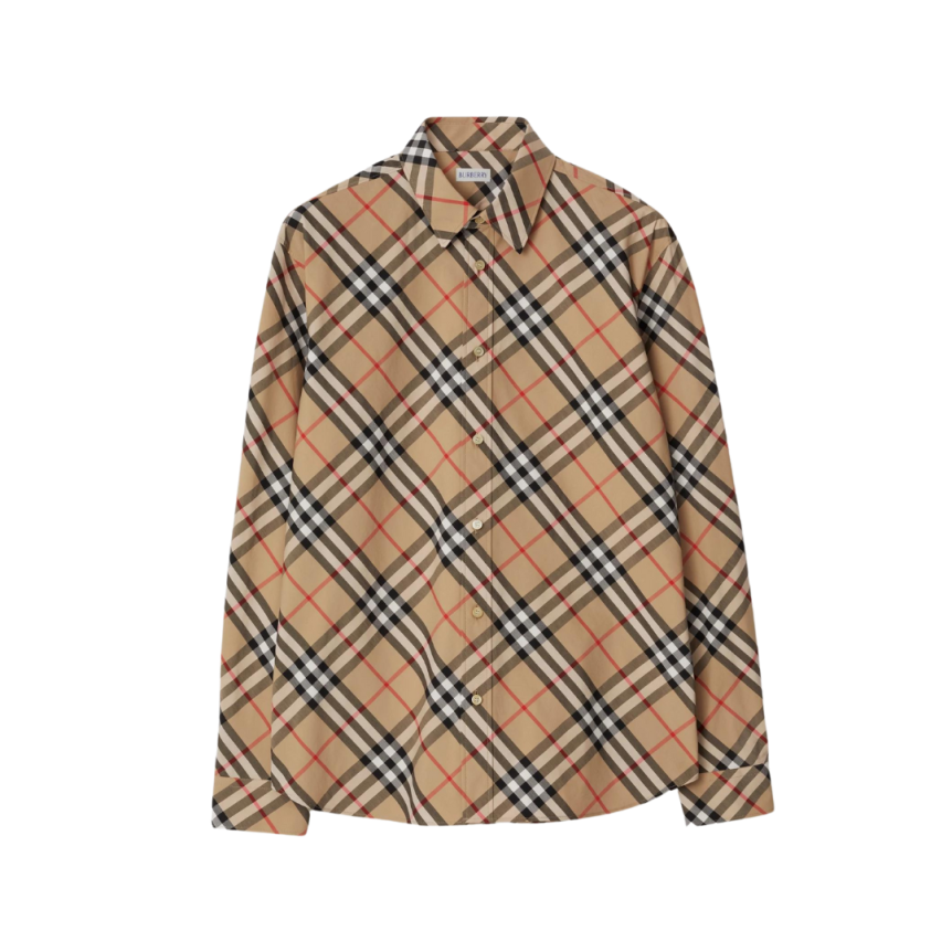 Chemise BURBERRY manches longues coton check beige