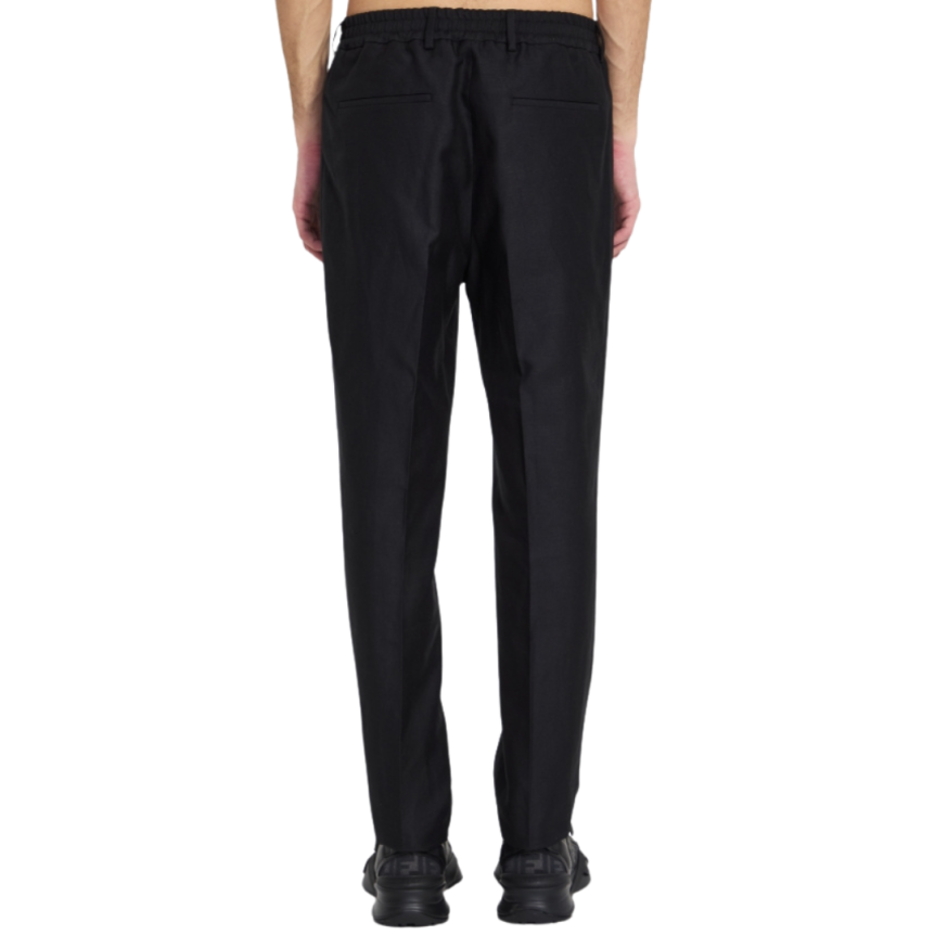 Pantalon FENDI coton noir ceinture élastique