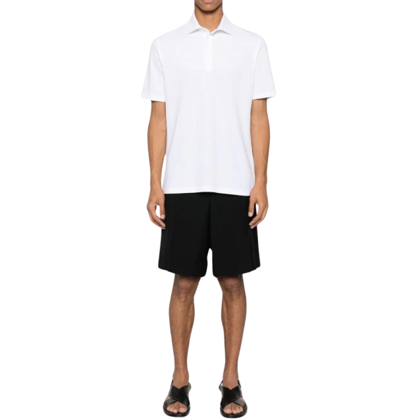 Polo BRUNELLO CUCINELLI manche courte piqué de coton blanc