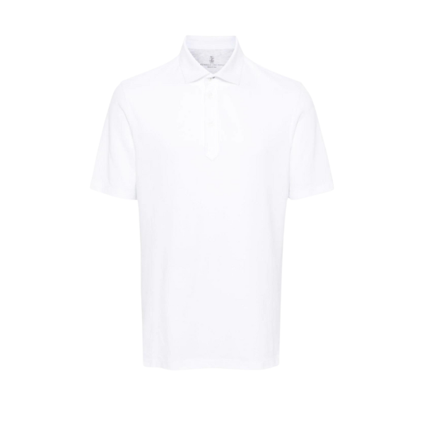 Polo BRUNELLO CUCINELLI manche courte piqué de coton blanc