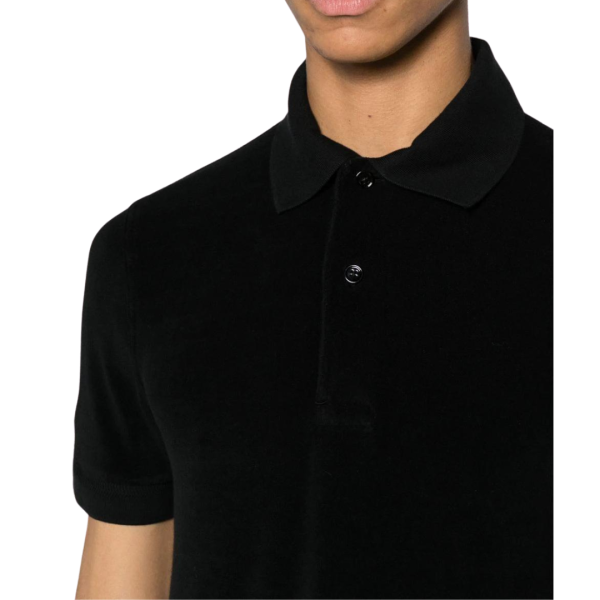 Polo TOM FORD manche courte coton mélangé éponge noir