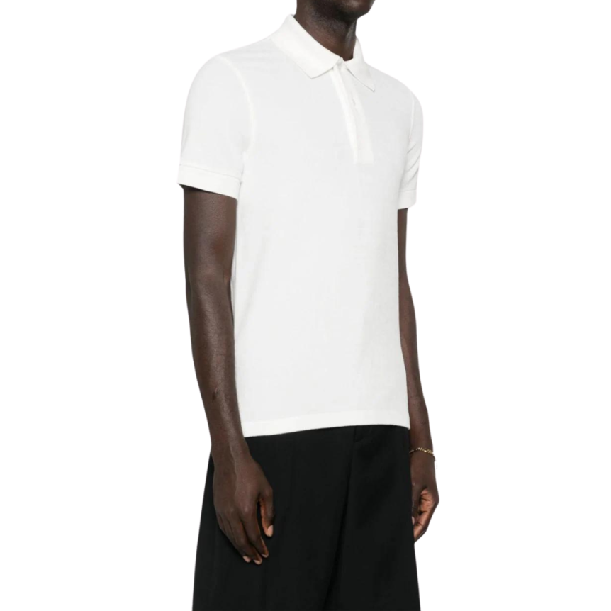 Polo TOM FORD manche courte coton mélangé éponge blanc