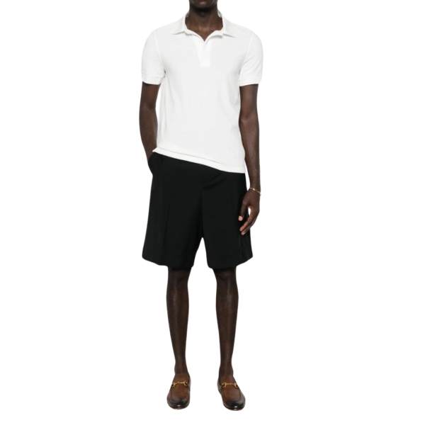 Polo TOM FORD manche courte coton mélangé éponge blanc