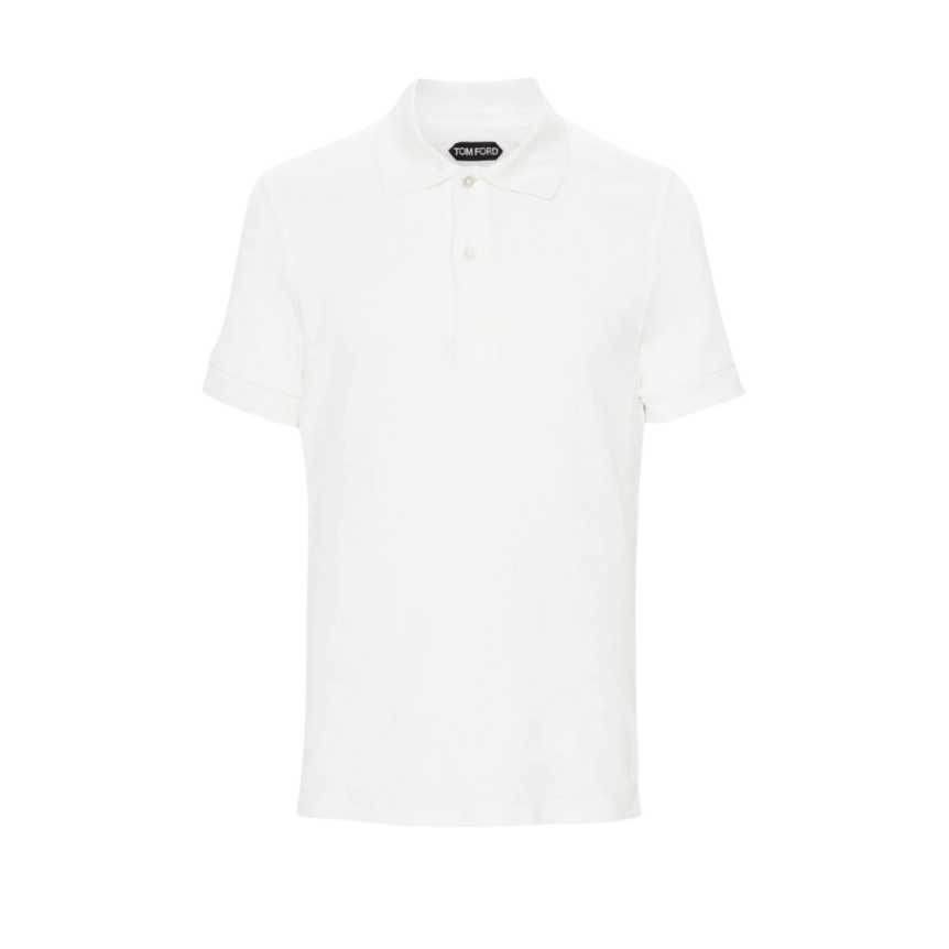 Polo TOM FORD manche courte coton mélangé éponge blanc
