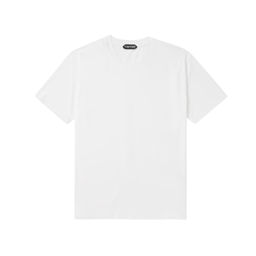 T-shirt TOM FORD col rond lyocell coton blanc