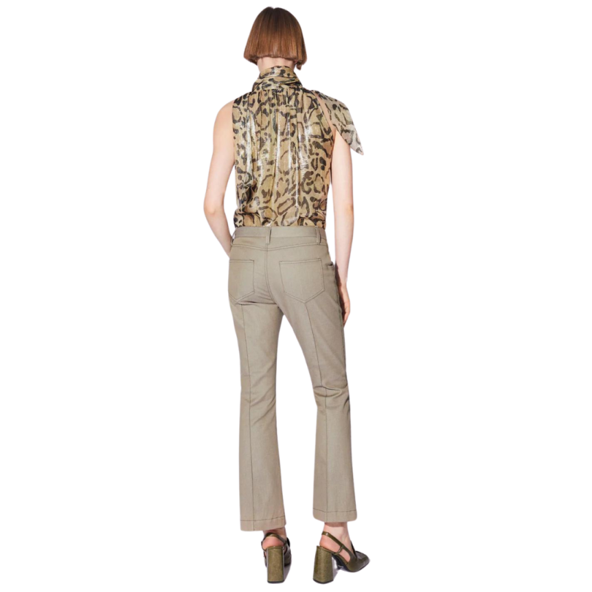 BARBARA BUI Jeans trompette 7/8 denim coton kaki