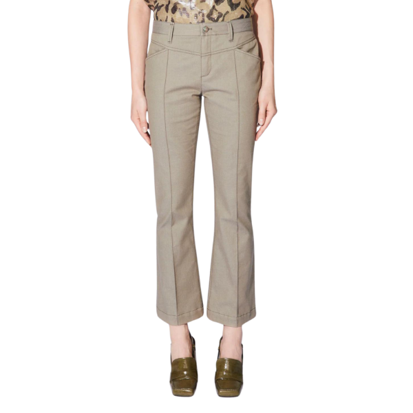 BARBARA BUI Jeans trompette 7/8 denim coton kaki