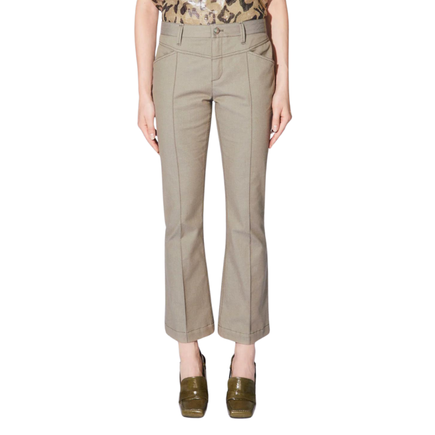 BARBARA BUI Jeans trompette 7/8 denim coton kaki