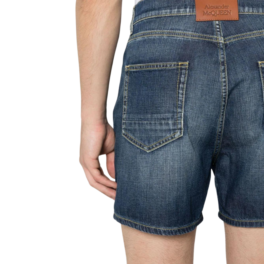 Short ALEXANDER MC QUEEN denim jeans bleu