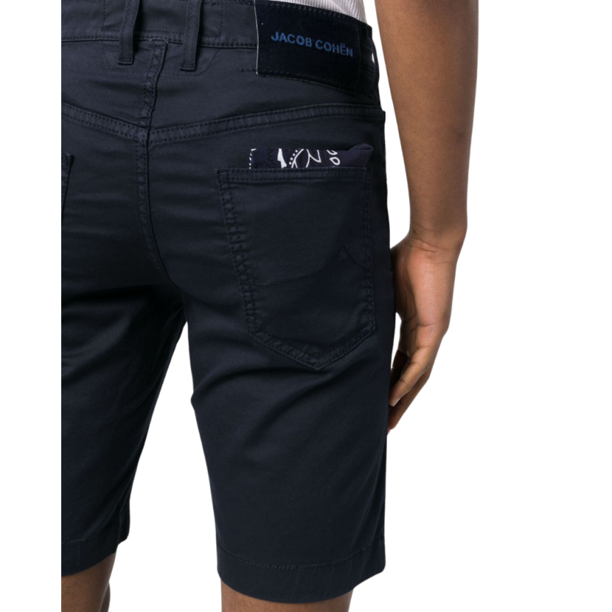 Bermuda JACOB COHEN Nicolas coton stretch bleu marine 5 poches
