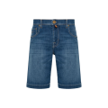 Short Nicolas slim taille basse jean denim bleu poches