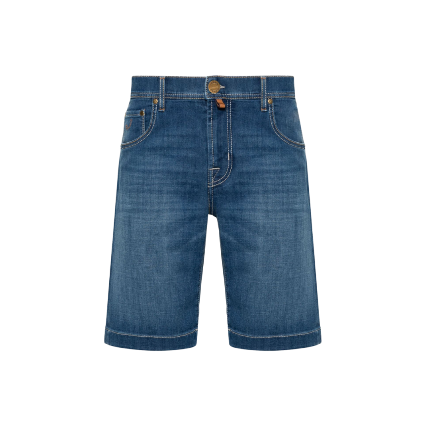 Short JACOB COHEN Nicolas slim taille basse jean denim bleu poches