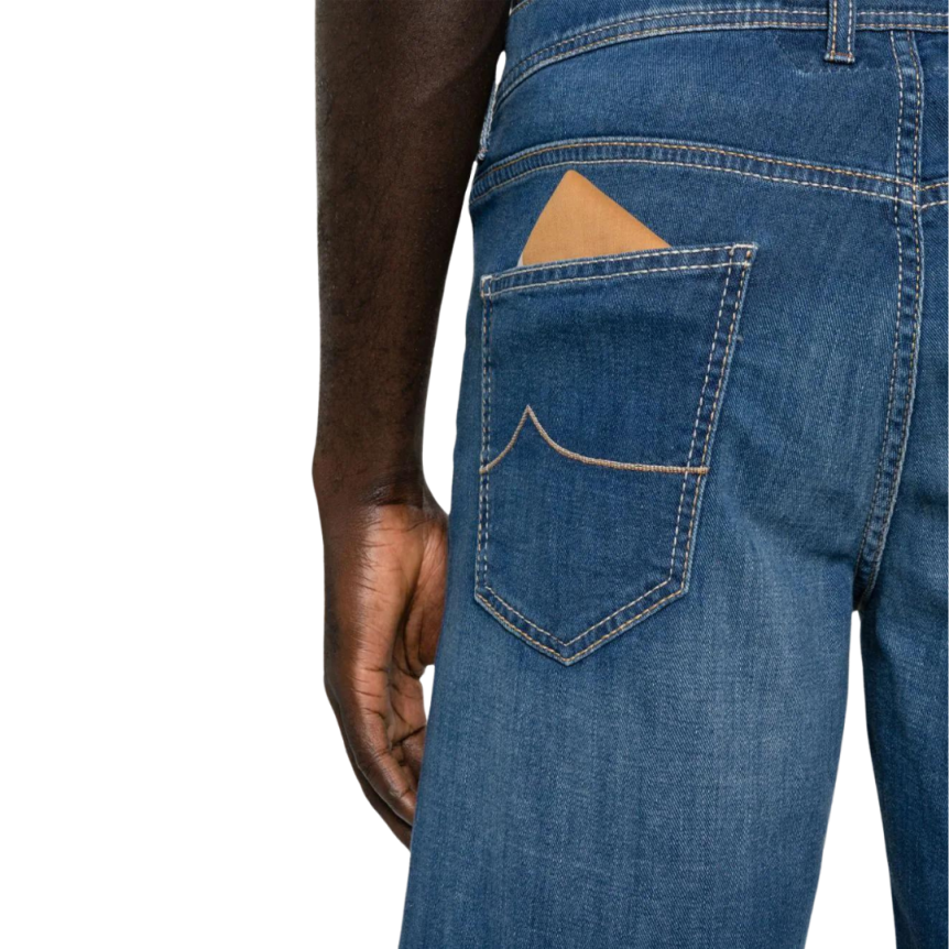Short JACOB COHEN Nicolas slim taille basse jean denim bleu poches