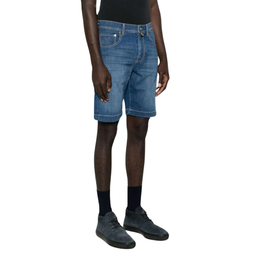 Short JACOB COHEN Nicolas slim taille basse jean denim bleu poches