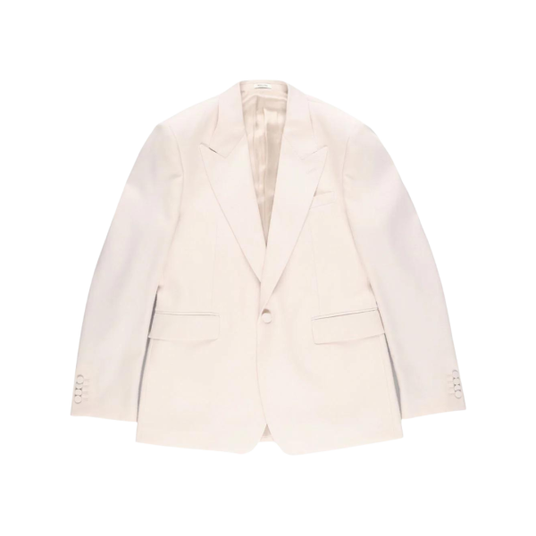 Veste blazer Col Flèche ALEXANDER MCQUEEN Boutonnage Simple Épaules Marquées rose pale