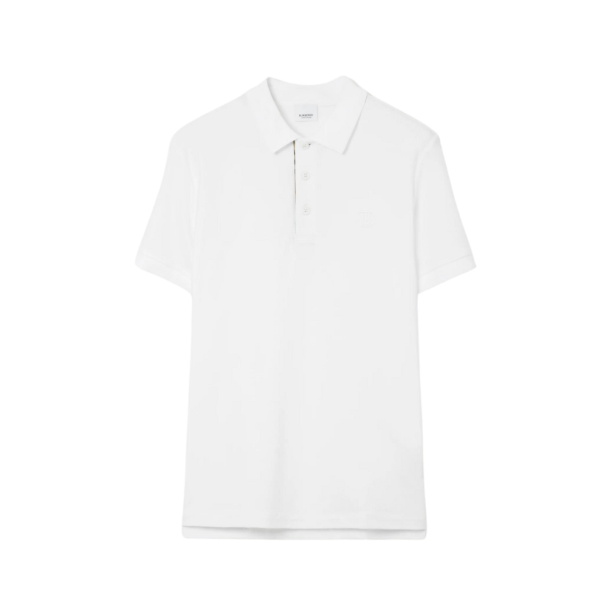 Polo BURBERRY Eddie coton blanc intérieur col check beige