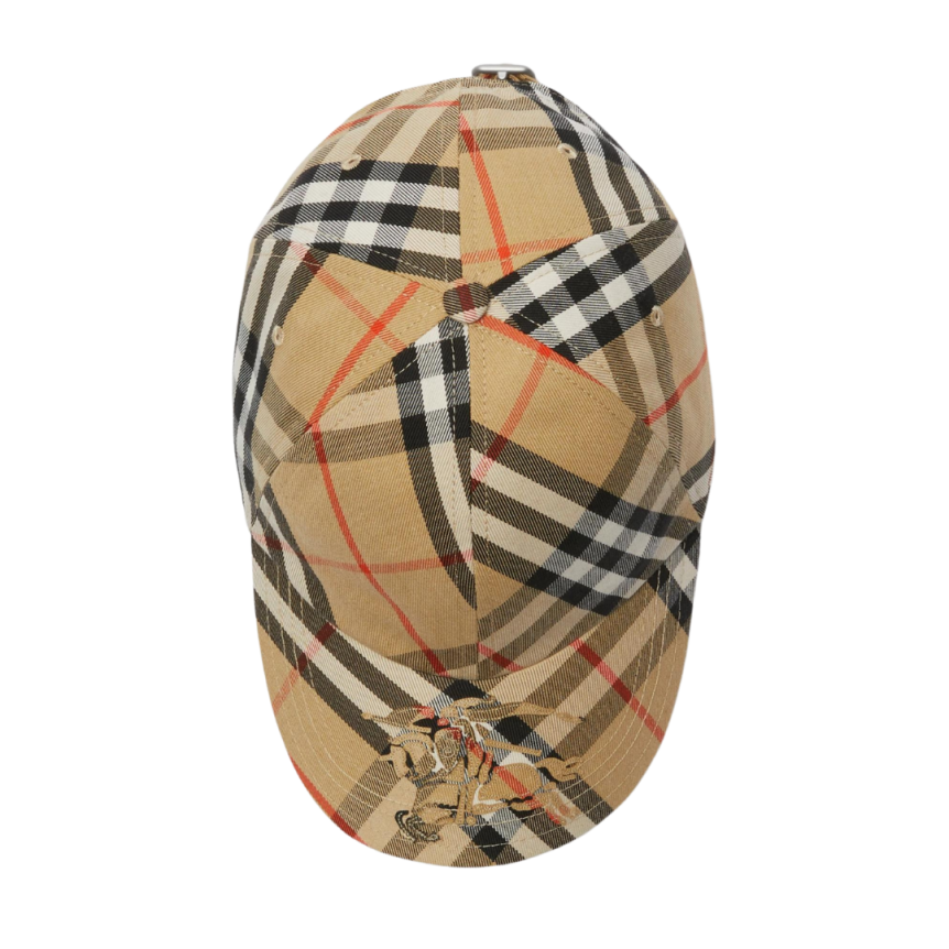Casquette BURBERRY baseball coton carreaux check beige broderie EDK