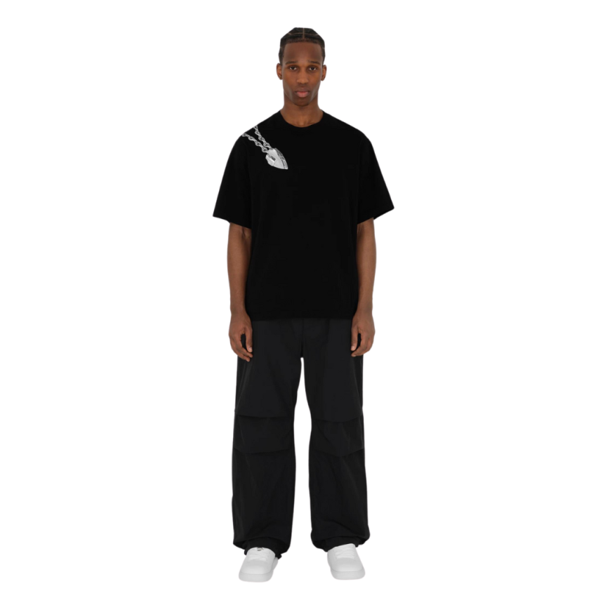 T-shirt BURBERRY jersey coton noir imprimé bijoux accessoires