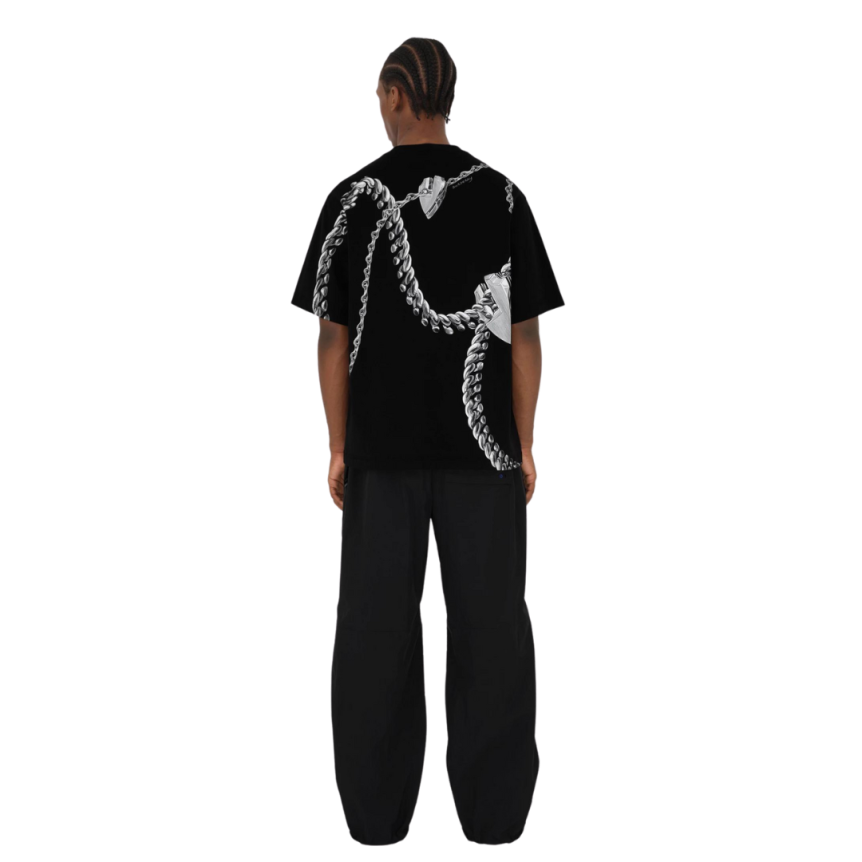 T-shirt BURBERRY jersey coton noir imprimé bijoux accessoires