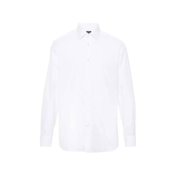 Chemise ZEGNA manche longue col italien popeline coton blanc