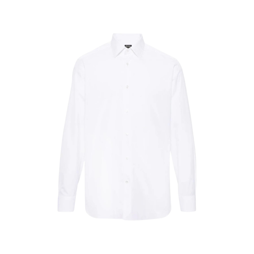 Chemise ZEGNA manche longue col italien popeline coton blanc