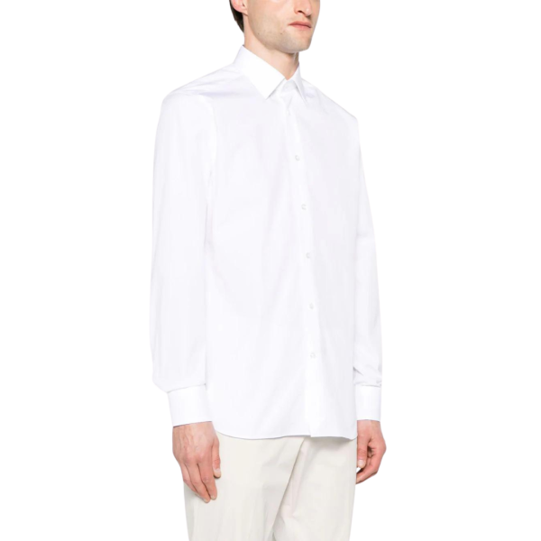 Chemise ZEGNA manche longue col italien popeline coton blanc