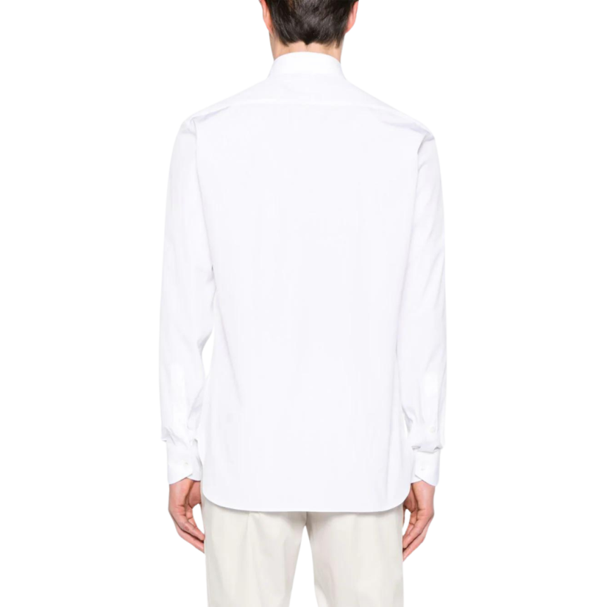 Chemise ZEGNA manche longue col italien popeline coton blanc