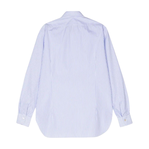 Chemise KITON manche longue col italien popeline coton blanc bleu