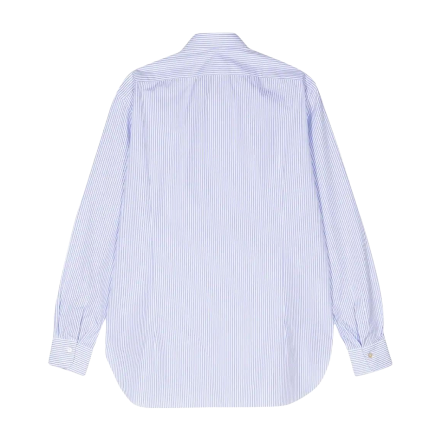 Chemise KITON manche longue col italien popeline coton blanc bleu