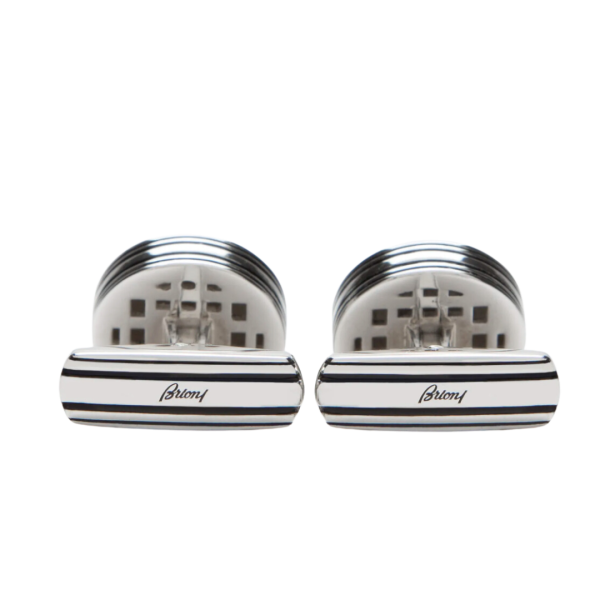 Boutons de manchette BRIONI argent rond B