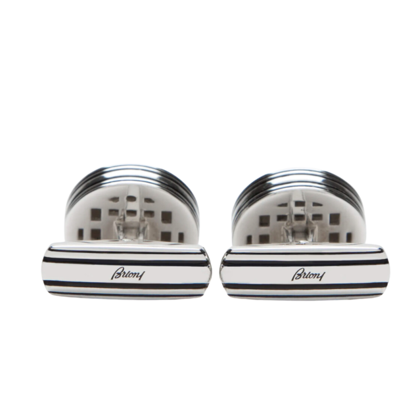 Boutons de manchette BRIONI argent rond B