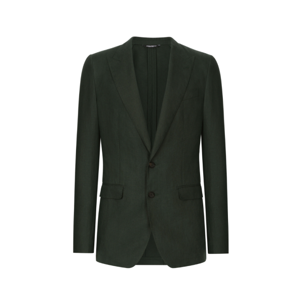 Veste Taormina ajustée DOLCE & GABBANA lin vert simple boutonnage